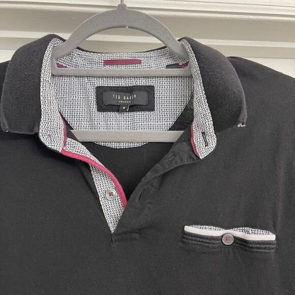 Ted Baker Men's Short Sleeve Pocket Polo Black Casual Preppy Sz 6 (2XL) - Picture 4 of 10